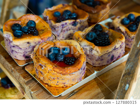 Close up of berry cakes Close up of berry cakes 127880315