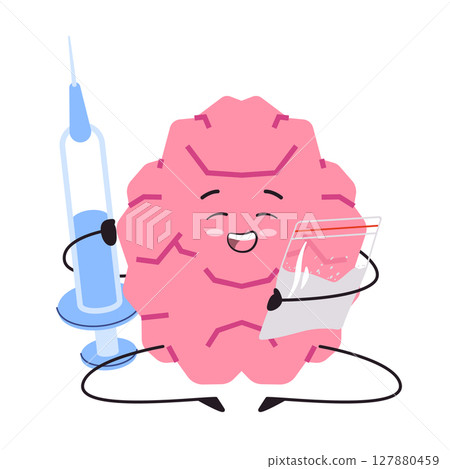 Brain addiction morphine addiction narcotic addicted character adorable cute of organ anatomical with facial expression Brain addiction morphine addiction narcotic addicted character adorable cute of organ anatomical with facial expression 127880459
