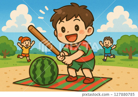 男孩切西瓜 127880785