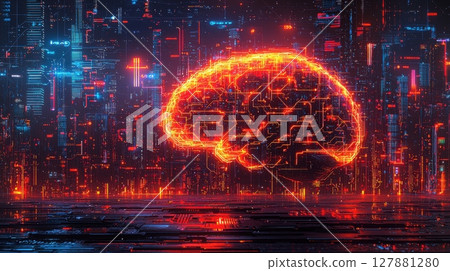 artwork depicts human brain intricately formed using interconnected vitamin capsules, surrounded futuristic cityscape illuminated glowing neon circuits, representing cognitive health artwork depicts human brain intricately formed using interconnected vitamin capsules, surrounded futuristic cityscape illuminated glowing neon circuits, representing cognitive health 127881280