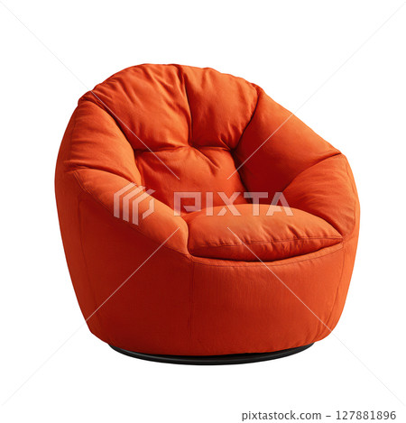 Cozy Orange Bean Bag Chair for Relaxation and Comfort in Modern Living Space, Stylish Design for Home Decor 127881896