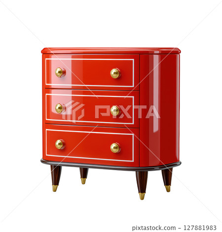 Modern Red Furniture Piece with Three Drawers and Elegant Design for Home Decor Enhancement 127881983