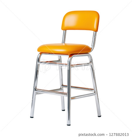 Bright Orange Chair with Chrome Legs for Modern Dining or Kitchen Space Decor and Furniture Accent 127882013