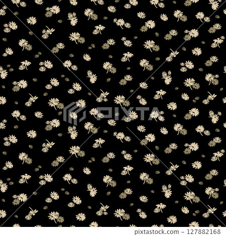 雛菊花無縫圖案，黑色背景 127882168