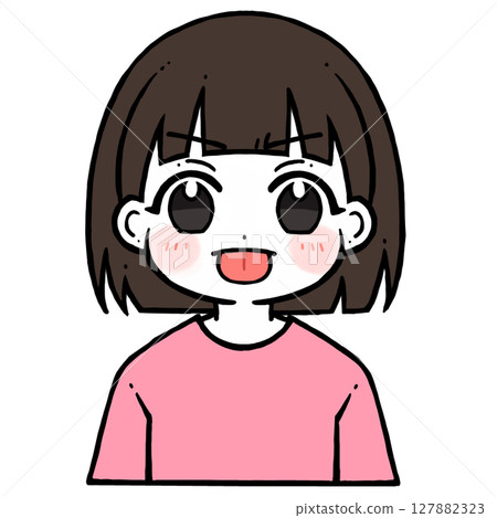 Illustration of an angry girl sticking out her tongue 127882323