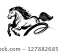 Galloping Horse in Ink Style Calligraphy Silhouette of a illustration 127882685