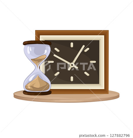 Illustration of clock with hourglass  127882796