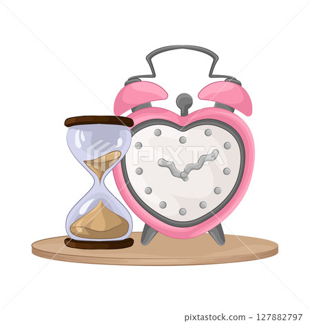 Illustration of alarm with hourglass Illustration of alarm with hourglass 127882797