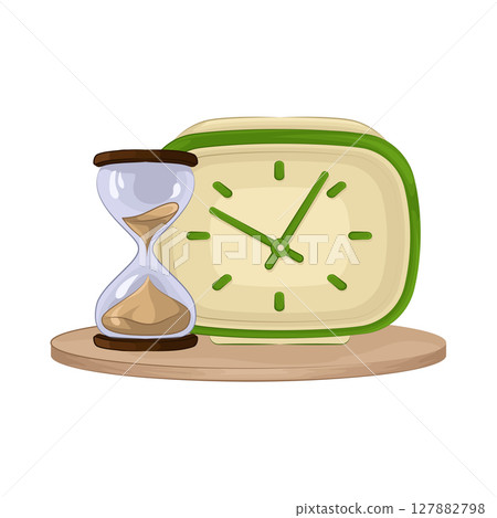 Illustration of clock with hourglass Illustration of clock with hourglass 127882798