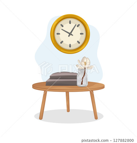 Illustration of clock with flower  127882800