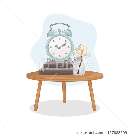 Illustration of alarm with flower  127882809