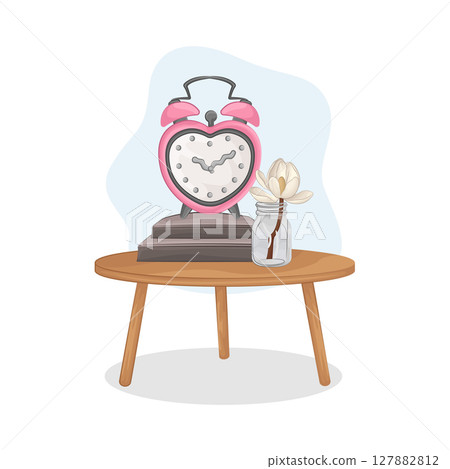 Illustration of alarm with flower  127882812