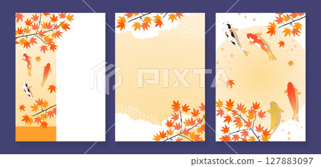 楓葉和鯉魚傳單背景套裝_橙色 127883097