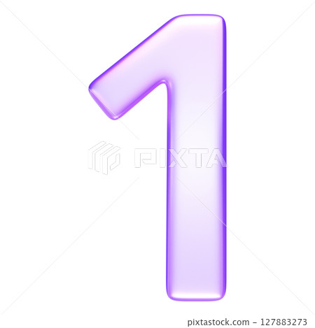 Number one in glassmorphism style, rendered in soft purple tone, suitable for infographics and learning visuals, 3d rendering 127883273