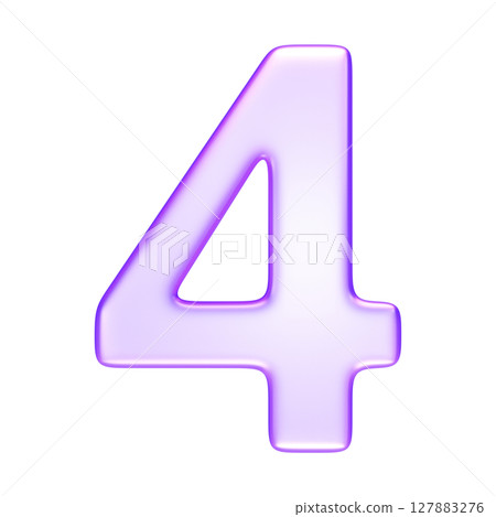 Number four in translucent glassmorphism purple style, infographic steps, learning content, or countdown visuals, 3d rendering Number four in translucent glassmorphism purple style, infographic steps, learning content, or countdown visuals, 3d rendering 127883276
