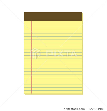Legal Yellow Paper. Legal pad. Blank notebook template. Vector illustration in flat style Legal Yellow Paper. Legal pad. Blank notebook template. Vector illustration in flat style 127883983