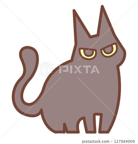 一隻表情悲傷的黑貓的可愛插圖 一隻表情悲傷的黑貓的可愛插圖 127884009