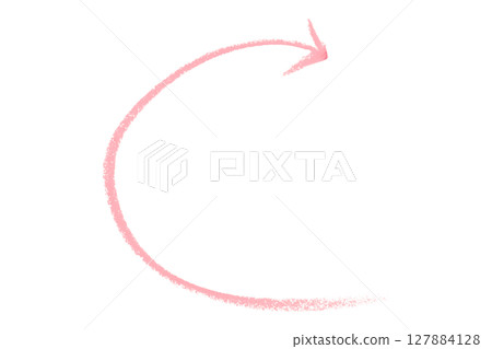 Pink arrow symbol colored pencil isolated on transparent background 127884128