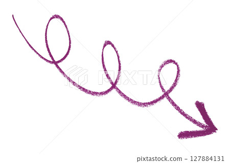 Purple arrow symbol colored pencil isolated on transparent background 127884131