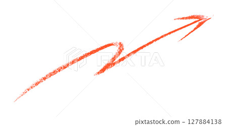 Red arrow symbol colored pencil isolated on transparent background 127884138