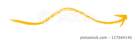Yellow arrow symbol colored pencil isolated on transparent background 127884140
