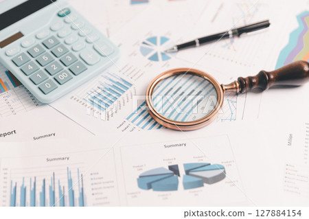 Business graph, chart on table. Financial development, banking account, statistic. Close up business people meeting to discuss situation on market. calculating investment. Business financial concept. Business graph, chart on table. Financial development, banking account, statistic. Close up business people meeting to discuss situation on market. calculating investment. Business financial concept. 127884154