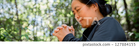 Grateful woman having HOPE praying to God. Spiritual girl smiling to sky. Happy female being thankful. Spiritual girl praying with hope. Positive asian young woman feeling hope and faith looking up. Grateful woman having HOPE praying to God. Spiritual girl smiling to sky. Happy female being thankful. Spiritual girl praying with hope. Positive asian young woman feeling hope and faith looking up. 127884155