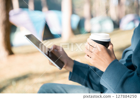 Future remote work combines technology nature smart phone enable e-learning productivity while traveling blending comfort modern devices serenity computer equipment business connection natural world 127884250
