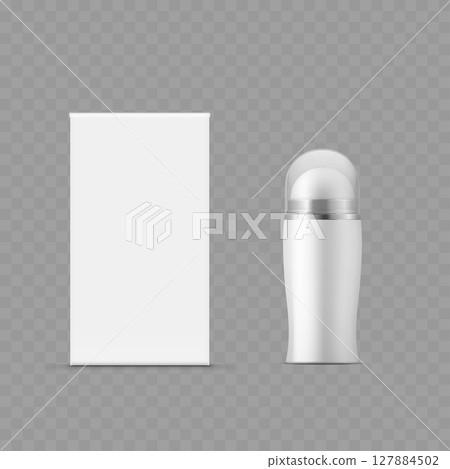 White Packaging Box and Pump Bottle Mockup - Vector 127884502