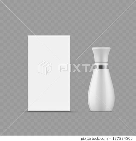 White Packaging Box and Pump Bottle Mockup - Vector 127884503