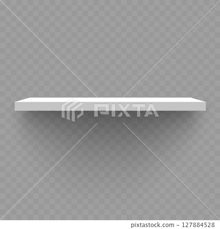 Empty White Floating Shelf on Transparent Background .Vector Empty White Floating Shelf on Transparent Background .Vector 127884528