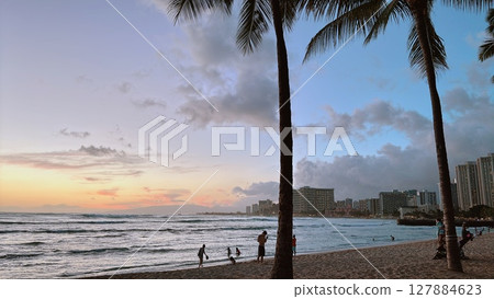 Sunset on a tropical beach Sunset on a tropical beach 127884623