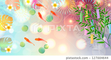 Tanabata, paper strips, summer, goldfish, background 127884644