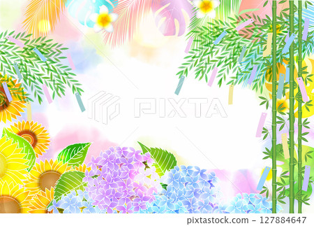 Tanabata, paper strips, summer, sunflower, background 127884647