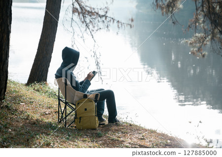 Future remote work combines technology nature smart phone enable e-learning productivity while traveling blending comfort modern devices serenity computer equipment business connection natural world Future remote work combines technology nature smart phone enable e-learning productivity while traveling blending comfort modern devices serenity computer equipment business connection natural world 127885000