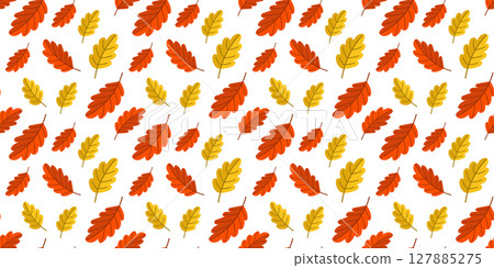 Seamless vector pattern with orange and brown autumn leaves 127885275