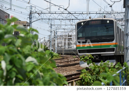 Tokaido Line Kamakura (passenger freight) railroad crossing 127885359