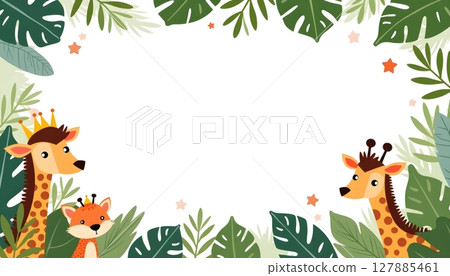 Animal illustration a frame rectangle Animal illustration a frame rectangle 127885461