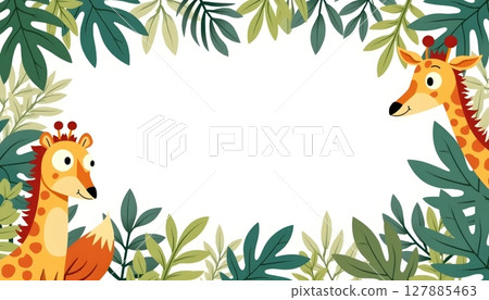 Animal illustration a frame rectangle 127885463