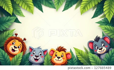 Animal illustration a frame rectangle Animal illustration a frame rectangle 127885489