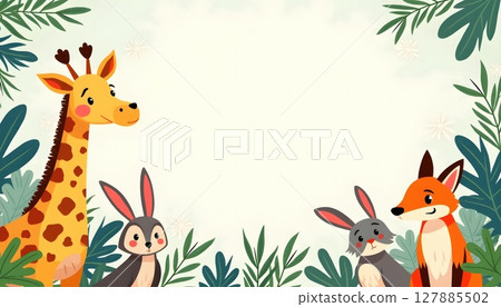 Animal illustration a frame rectangle 127885502