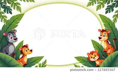 Animal illustration a frame rectangle 127885507