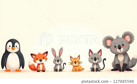 Cartoon jungle animals surround pastel background square frame Cartoon jungle animals surround pastel background square frame 127885598