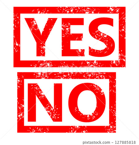 Yes and no sample red rubber stamp on white background. Yes and no sample stamp sign. Yes and no stamp. 127885818