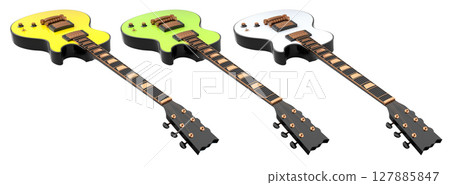 Set of electric acoustic guitar isolated on white transparent background. Set of electric acoustic guitar isolated on white transparent background. 127885847