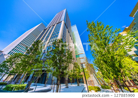 Tokyo cityscape in Japan, including World Tower Residences and the World Trade Center Building South Tower (back of the screen) 127885900