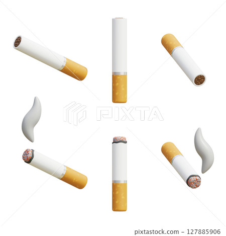 Cartoon Style 3D cigarette butt Graphic 127885906