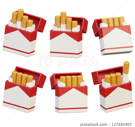 Cartoon Style 3D Cigarette packs Graphic 127885907
