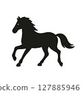 一匹奔跑的馬的剪影 127885946
