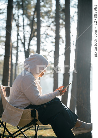 Future remote work combines technology nature smart phone enable e-learning productivity while traveling blending comfort modern devices serenity computer equipment business connection natural world 127885963